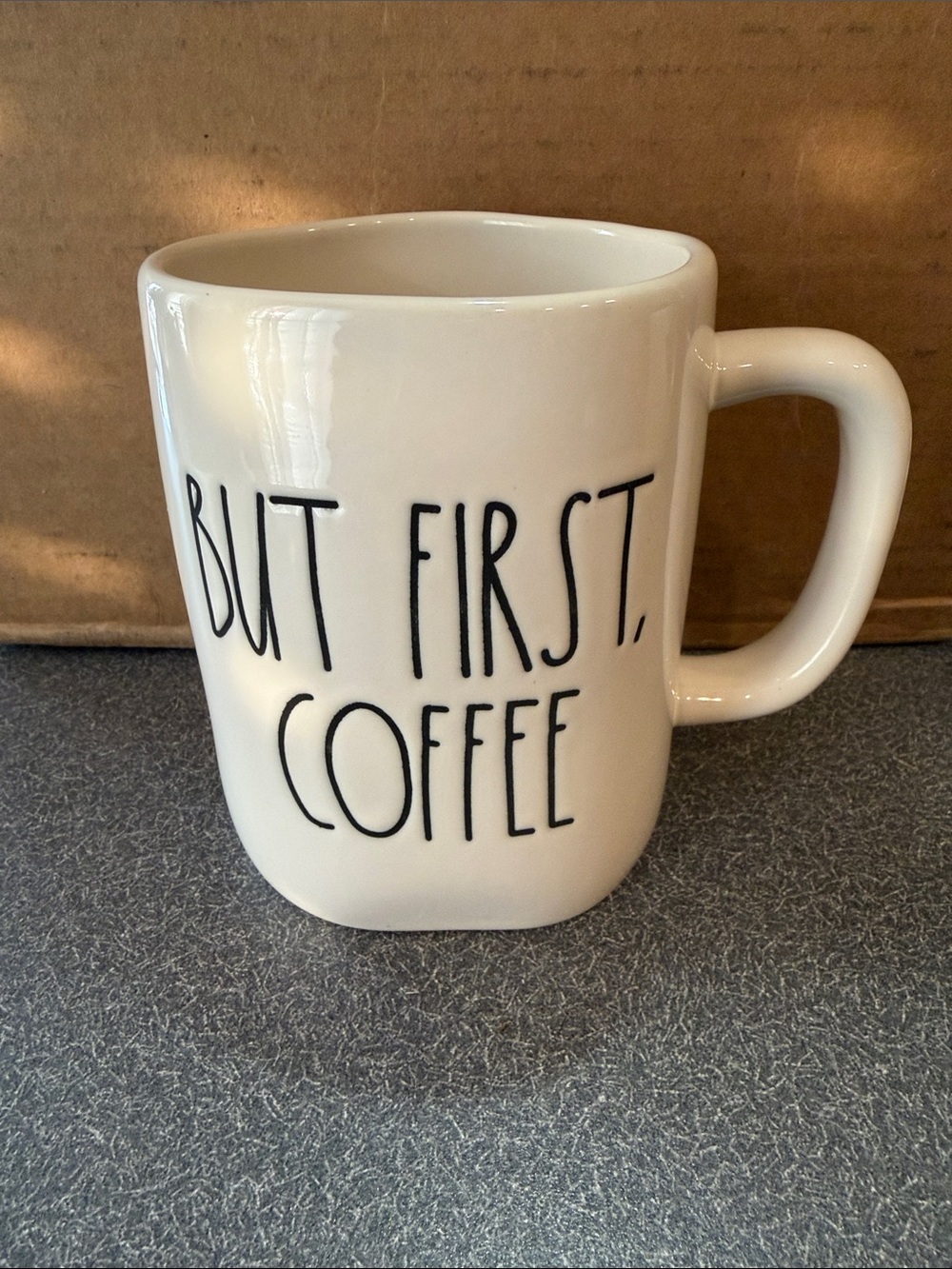 Rae Dunn Cream Mug with Black 'But First, Coffee' Lettering